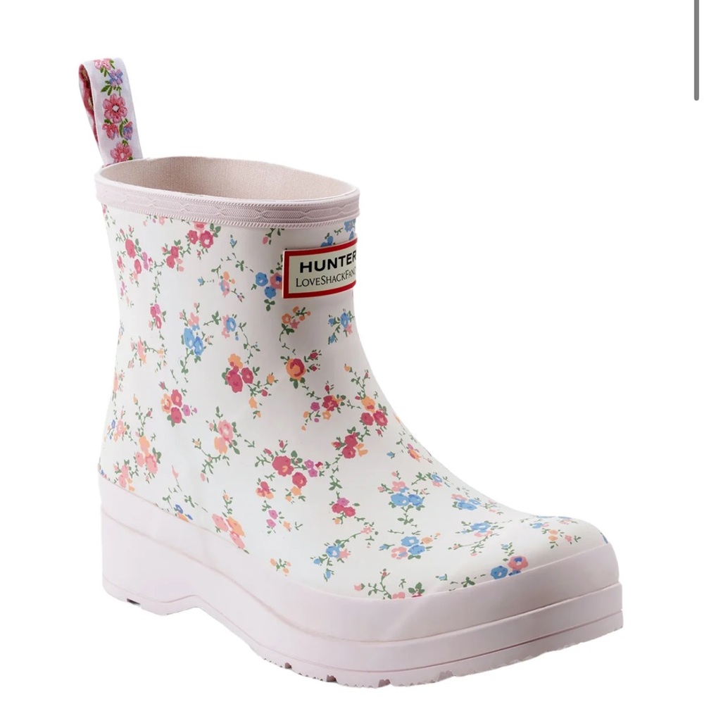 LoveShackFancy White Ankle Booties with Floral Design